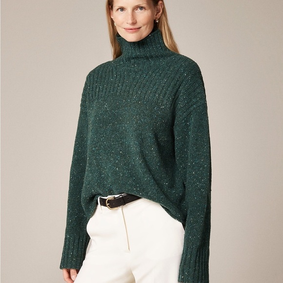 J. Crew Sweaters - J. Crew Women's Ribbed Turtleneck Sweater Donegal Wool Blend Forrest Sprinkle L